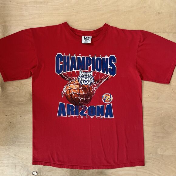 Vintage Arizona Wildcats National Champions Shirt XL Red 90s - Picture 2 of 8